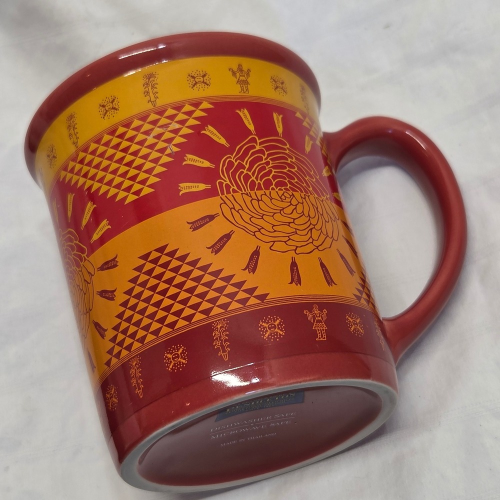 Pendleton Red Orange Geometric Southwestern Ceramic Coffee Mug 18oz